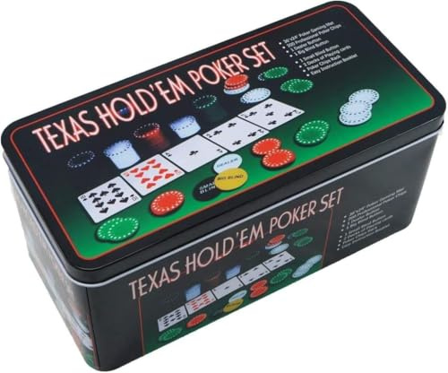 Profi Poker Set Texano 200 Chips mit Tischkarten mit Tischdecke Spiel für Familienfeiern Poker Set für Texas Holdem