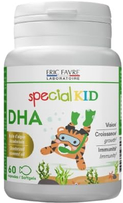 SPECIAL KID DHA - Croissance, Vision & Immunité - 60 Capsules - Huile d’Algue 250mg, DHA 100mg, Vitamines D3, A, E, K2 - Programme 60 Jours - Enfants 3+ - Sans Superflu - Eric Favre Laboratoire