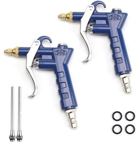 DEANKEJI 2 Pezzi Pistole ad Aria Compressa-Pistola Compressore con 2 Ugelli di Ricambio da 10 cm -Pistola Aria per Aria Compressa per Rimuovere lo Sporco Difficile da Raggiungere