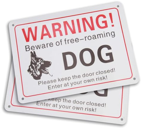 Pack de 2 Señales Metálicas para Perros, 18 x 25 cm, Advertencia Perro, Señales de Aluminio de 5 mm, Advertencia Perros, Reflectante, Señal de Advertencia Perros para Interiores y Exteriores