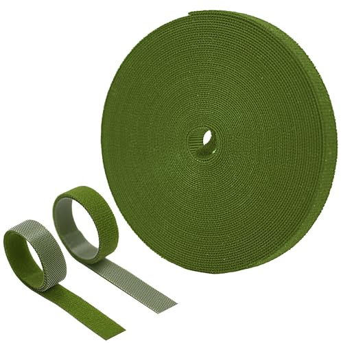 honzhaoyu 32.8ft/10m Plant Ties Velcro Tape Resealable, 12mm Trellis for Plants, Weatherproof & Adjustable Garden Velcro Ties, Strong Tear-Resistant, Plant Holder for Climbing Plants (Green)