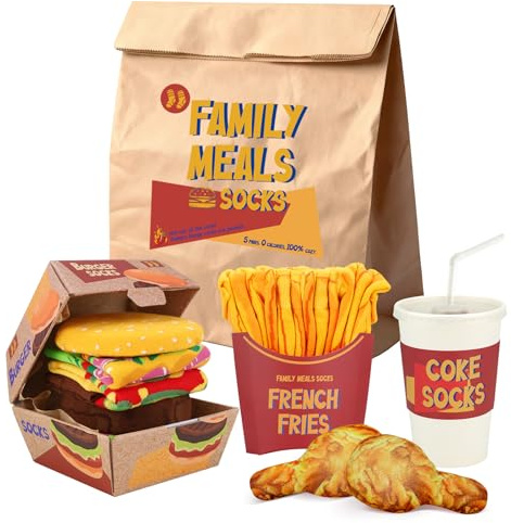 AGRIMONY Funny Burger Socks Box for Men Women Teenage Boys - Funny Gifts Novelty Fun Funky Food Cool Multipack Odd Socks Valentine Birthday Christmas Gifts Stocking Fillers