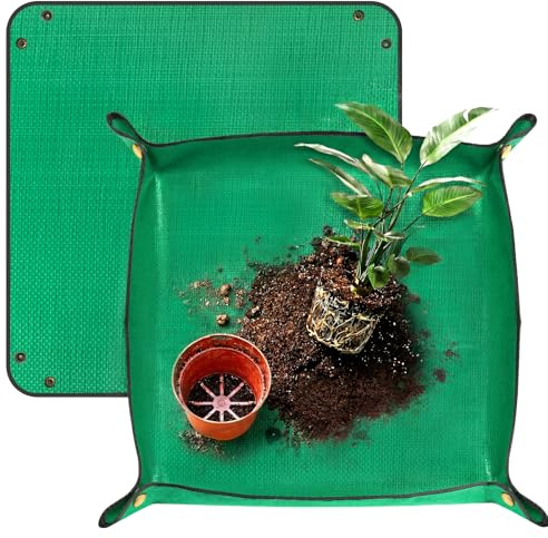 Feruchun 2 Stück Pflanzmatte 100 x100 cm,wasserdichte Gartenmatte,Pflanzunterlage Faltbar,Pflanzen Umtopfmatte für Beschneiden Bodenwechsel Sämling und Haarschur bei Tieren (Grün)
