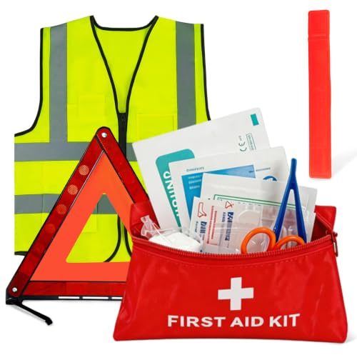 WYFDCZZP Kit Pronto Soccorso 3-in-1 Auto, con Triangolo Auto & Triangolo