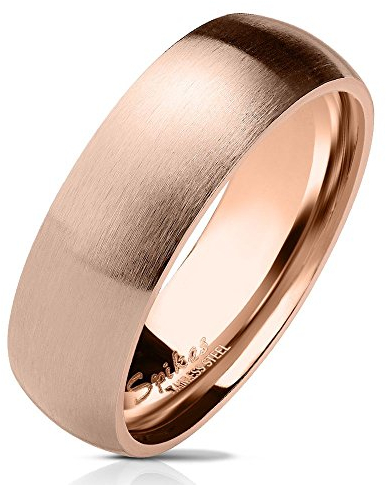 Bungsa 49 (15.6) rosegoldener RING für Damen & Herren - Rosé Rosegold - Damenring aus EDELSTAHL matt - edler Edelstahlring geeignet als Verlobungsringe, Freundschaftsringe & Partnerringe