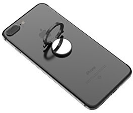 Kronya® | 360° drehbarer Smartphone Fingerhalter | Case Finger Griff Halter Halterung Handy Hülle Ring Ringhalter Ständer Tablet | Kompatibel mit Apple iPhone iPad Samsung Galaxy | 5 (Schwarz)