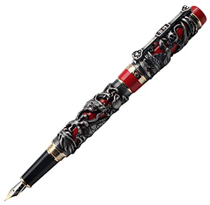 Zoohot 3D Jinhao Dragon Fountain Pen Fine Nib Phoenix pattern Signature Calligraphy Business Gift Pens