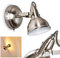 Wandleuchte Tina, verstellbare Wandlampe aus Metall in Nickel-matt/Weiß, 1-flammig, 1 x E14-Fassung, Wandspot im Retro/Vintage Design m. An-/Ausschalter am Gehäuse, ohne Leuchtmittel