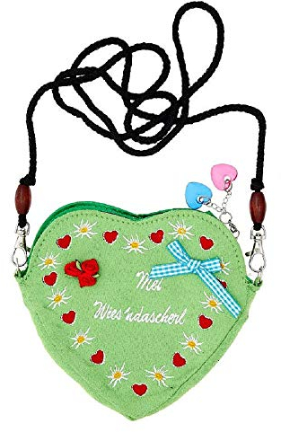Edelweiss Trachten Tasche Oktoberfest Dirndl Herzform abnehmbarem Langer Kordel Grün