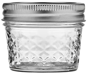 Ball Wide Mouth Quilted Crystal Jelly Jars with Lids and Bands, Used for Canning, Pickling, Juice, Jam, Jelly, Quarter Pint Size (4 Ounce (Pack of 6))