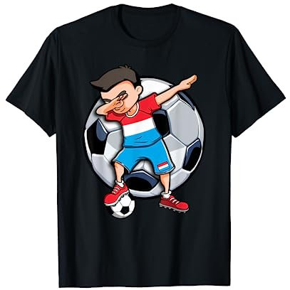 Lustiger Dabbing Jungen Luxemburg Fußball Mannschaft Flagge T-Shirt