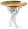 Lsaardth Katzenfiguren Serviertablett, Snack Obst Tablett Harz Katze Statue Holding Gold Serviertablett Schlüssel Tablett für Eingangsbereich Tischdekoration Wohnkultur
