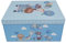 Babyblaue Erinnerungsbox mit Deckel, ideal für Geburtstage, Weihnachten, Taufe und Babyparty, Geschenkkorb, 34 x 23 x 14 cm