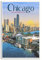 SDFEG Chicago Illinois Skyline Vintage Reiseposter Dekorative Poster Moderne Schlafzimmer Leinwand Kunst Poster Bild Malerei Poster Wanddekoration Kunst Geschenk
