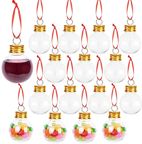 Bottiglie di plastica di Natale per alcolici, palline di gin da appendere, ornamenti per riempire vino, succhi di frutta, bevande, caramelle