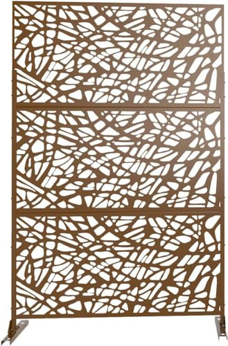 Elevens Brise-vue extérieur - Brise-vue pour terrasse - Panneaux décoratifs en métal pour jardin, balcon, jardin, 183 cm H x 111 cm l - Acier Corten (Web)