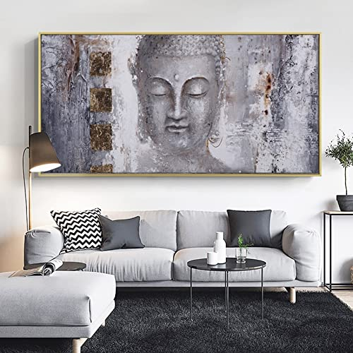 HJJL Grosse Bilder Auf Leinwand Poster auf Leinwand, Buddha-Gemälde, Wandkunst, Bilder für Wohnzimmer, moderner Kunstdruck, groß, dekorative Bilder, kein Rahmen