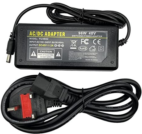 Multibao AC 100-240V to DC 48V/2A 96W Power Supply Adapter AC Switching Power Transformers Interface 5.5 x 2.5mm Suitable for LED Light Strip Monitors Cameras System