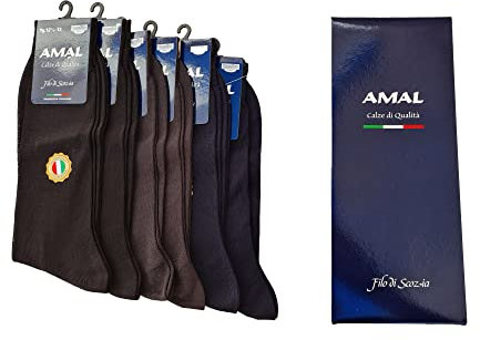 AMAL SOCKS Calze Uomo in Filo di Scozia Corte | Calzini Corti uomo Cotone 100% | Maglia Rasata in Tinta Unita | Confezione 6 Paia | 3 Taglie Prodotto Italiano