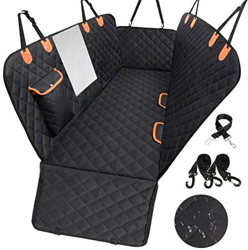 EasyHaWei Dog Car Seat Cover for Back Seat 600D Scratchproof Nonslip Durable Waterproof Cars Pet Backseat Covers with Mesh Window Dogs Hammock for Car,SUV, Truck (137cm x 150cm)