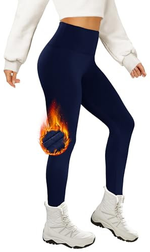 AMIYOYO Thermo Leggings Damen Gefütterte Thermoleggins für Winter High Waist Blickdicht Strumpfhose Mit Fleece Warm Kuschelig Elastisch Sport Leggins