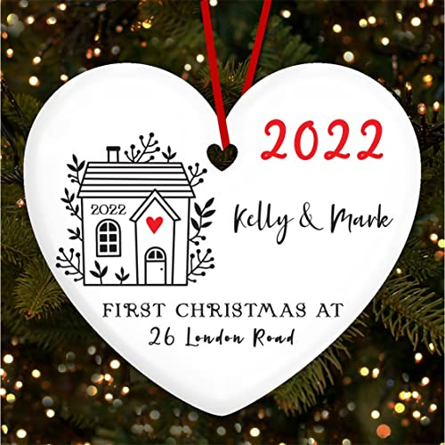 First at New Home Heart Bauble Personalised Christmas Tree Ornament Decoration