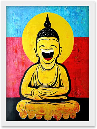 Doppelganger33 LTD Happy Buddha Fun Acrylic Wall Art Print Artwork Framed Wall Art Print A4