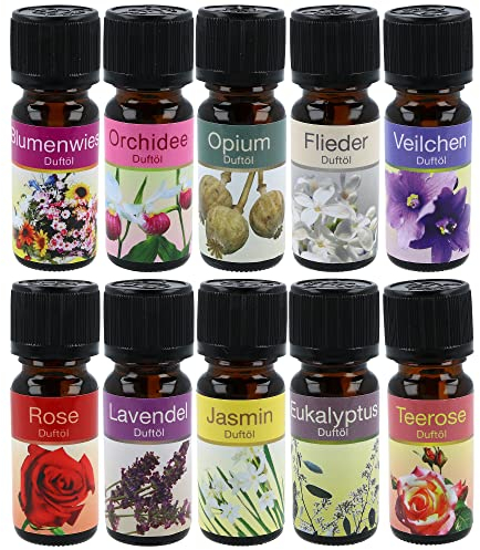 com-four® 10x duftende Öle à 10ml im Set - Raumduft Natur - Duftöl für Aroma-Diffusoren, Lufterfrischer, Wasser-Verdampfer, Luft-Befeuchter [Auswahl variiert]