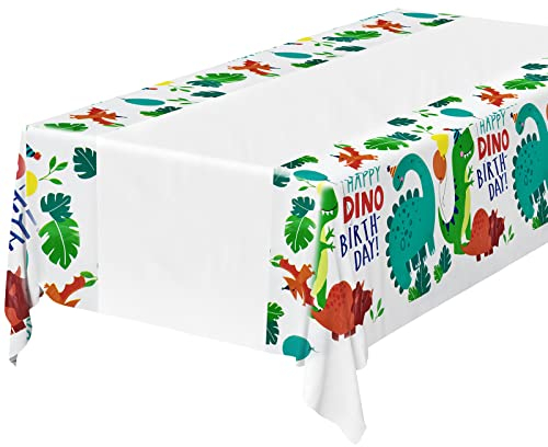 OSDUE Dinosaurier Tischdecken, Dino Geburtstag Tischdecke, Wasserdicht Plastik Tischdecke, für Kinder Mädchen Jungen Babyparty Party Dekorationen (108 x 180CM)