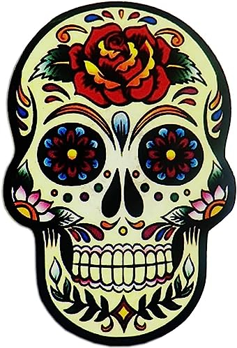 KUSTOM ART Mexikanischer Schädel Magnet (Serie Mignon) im Vintage-Stil für Kühlschrank/Garage/Bar. Handwerkskunstdruck auf Holz (MDF), 4,7 x 3,5 cm, 1 Stück