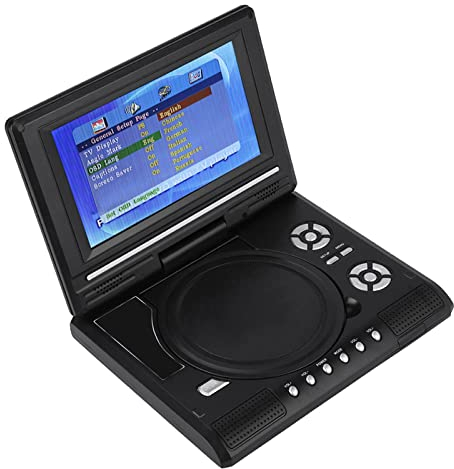 Lecteur DVD Portable 7 Pouces écran Pivotant Rechargeable avec Manette de Chargeur de Voiture TV (Prise UE)