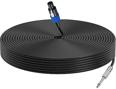 LOKEKE Professional Speakon to 6.35MM Extension Cable, Speakon to 6.35mm 1/4 inch TRS Male to Male Audio DJ Cable Cord with Twist Lock, 6FT