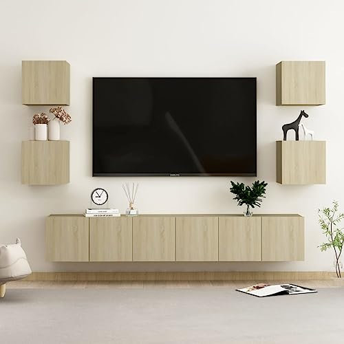 SKM Ensemble de 7 meubles TV en chêne Sonoma 3078976 - Poids : 57,46 kg