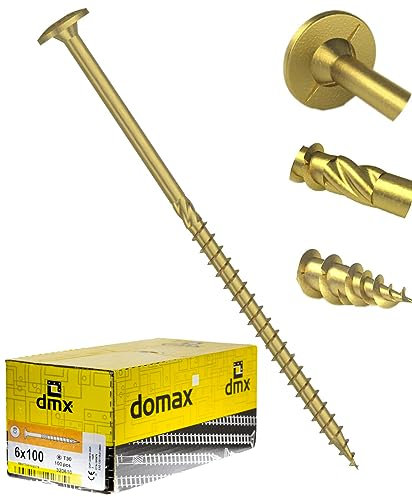 Lot de 100 vis Torx à tête gaufrette trempée jaune 6 mm x 120 mm