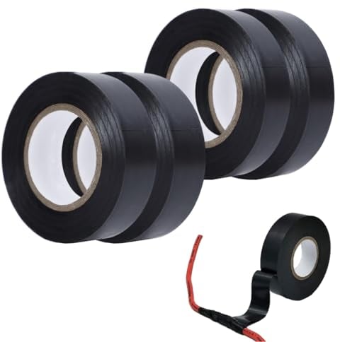 4 Stück Wasserfest Hitzebeständiges SelbstverschweißEndes Kabelbaum Klebeband - Isolierband Schwarz für Reparaturen und Isolierung - 18mm x 20m/16mm x 15m