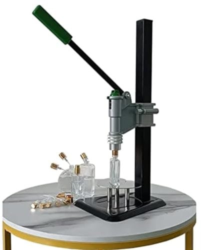 QUTBAG Tappatrice con pressa Professionale, tappatore Manuale per profumi da 13 mm/15 mm, aggraffatrice per Bottiglie Regolabile in Altezza, piegatrice Spray per Officina di Produzione di profumi