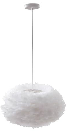 Lindby Feder Pendelleuchte Schlafzimmer, Hängelampe Federlampe Natur, Wohnzimmerlampe 1x E27 max. 15W, ohne Leuchtmittel, Hängeleuchte Schlafzimmerlampe