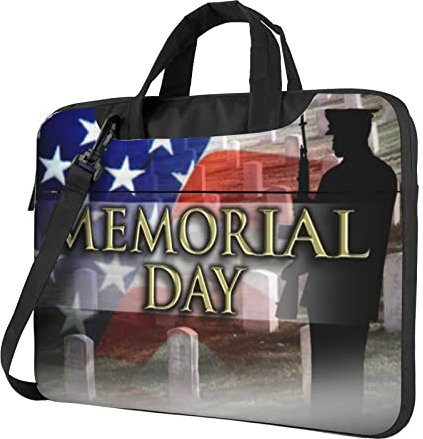 Us Military Soldiers Patriotischer Gedenktags-Druck, stilvolle Laptoptasche – lebendiges Design, ultimativer Schutz für Ihren Laptop, Schwarz , 15.6 inch