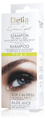 Delia Cosmetics – Eyebrow Expert – Shampoo für Augenbrauen und Wimpern – Natürliche und künstliche Wimpern – Vegane Formel – Feuchtigkeit und Ernährung – Vorbereitung für Behandlungen – 50ml