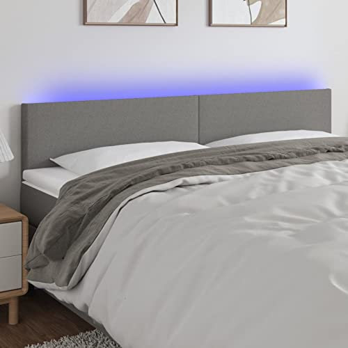 Homgoday Kopfteil für Bett, Kopfteil mit LED, dunkelgrau, 200 x 5 x 78/88 cm, aus Stoff, Kopfteil, Kopfteil für Doppelbett, Rückenlehne für Bett und Sofa y