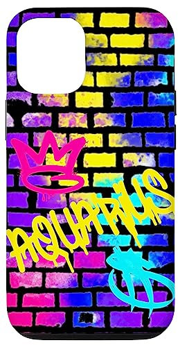 Custodia per iPhone 15 Acquario Compleanno Zodiaco Retro 90s Graffiti Sign Trendy Rad