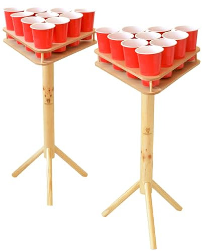 FrotzDesign® Beerpong Tisch - Premium Trinkspiel für Outdoor & Indoor Partyspiel für Erwachsene, Trinkspiel Bier Pong Set, Geschenkidee, Bierpong Becher Set, Bierpong Tische inkl. Becher und Bälle
