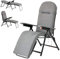 Tomaino - Chaise longue rembourrée pour intérieur et extérieur avec repose-pieds - Fauteuil relax inclinable jusqu'à 180° degrés avec coussin doux - Pliable idéal pour maison, jardin, balcon (gris)