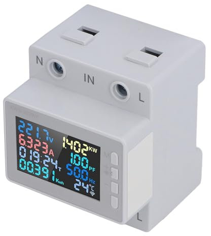 Misuratore di Potenza su Rotaia, Contatore di Energia WIFI Wireless LED Display a Colori Consumo Energetico AC170‑270V 63A Contatore per Mercati Scolastici