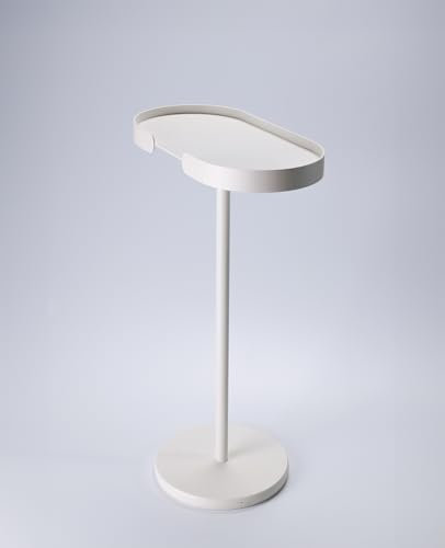 Siqual Design Metall Beistelltisch mit festem Tablett, wetterfest & stabil für Wohnzimmer, Balkon & Garten, Made in EU – Beistelltisch Stan (Cremeweiß)