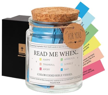 Bibelversen in einem Glas – Read Me When Bible Verses Jar | Glas Bibelversen Gebetskarte | Farbige Bibelversen Scripture Card | Bibelversen Glas für Emotionen und Gefühle