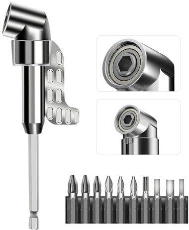 105° Winkelschrauber Vorsatz Adapter, vielseitiger Grad Winkel Bithalter mit magnetischem 1/4-Bithalter, Corner Tool Screw Hub with Bend Screwdriver Bit, zum Bohren in engen Räumen (Lang)