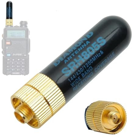 TECHZOCO Antenna a doppia banda, Mini antenna Walkie Talkies, SRH805S, Guadagno: 2.15dbi, connettore SMA-F, Impedenza: 50 Ohm, lunghezza 5 cm, compatibile con BAOFENG UV-5R, UV-21 Pro, Quansheng,