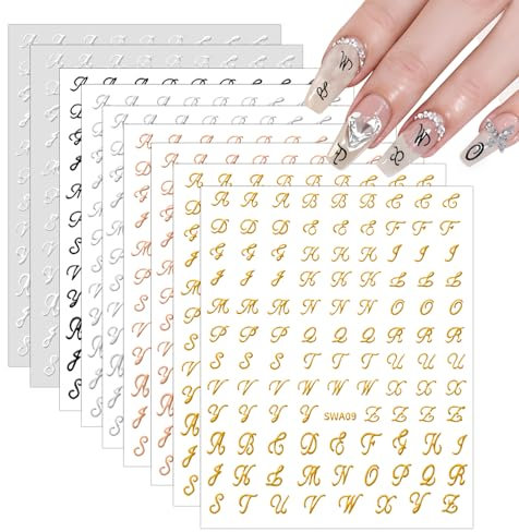 Tucnoeu 10pcs Nagel Aufkleber 3D Nagelsticker Buchstaben Selbstklebend Buchstaben Aufkleber für DIY Nagelkunst, Fingernägel Aufkleber, Nagel Sticker für Nageldesign