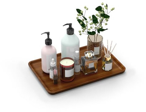 XZHXFX Bandeja de tocador de bambú, bandeja decorativa para encimera, mesa de café, cocina, dormitorio (pequeña)